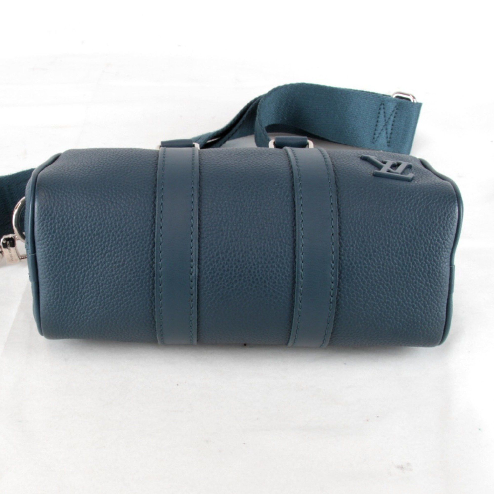 Louis Vuitton LOUIS VUITTON Aerogram Keepall XS Shoulder Bag with IC Chip, M81003, Leather Handbag, Blue, Women's Size ONE SIZE - 5 Thumbnail
