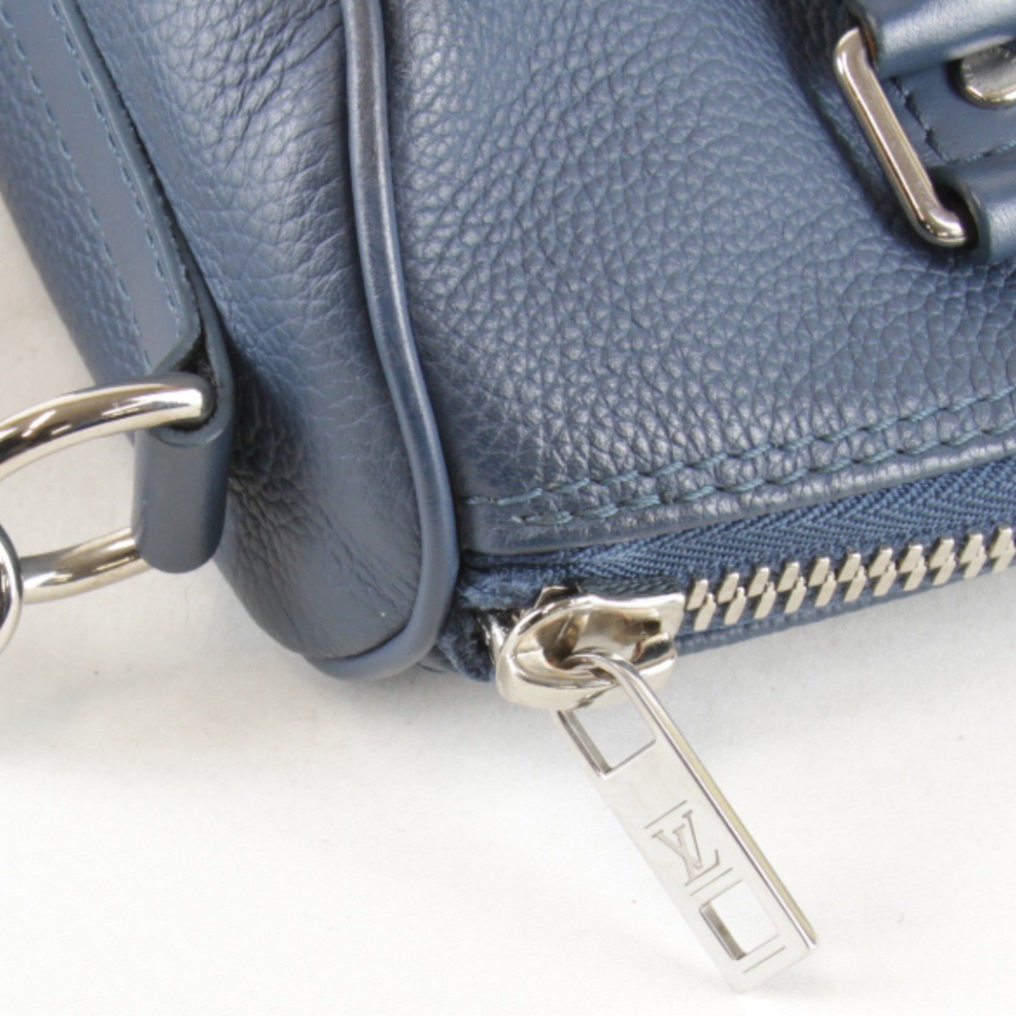 Louis Vuitton LOUIS VUITTON Aerogram Keepall XS Shoulder Bag with IC Chip, M81003, Leather Handbag, Blue, Women's Size ONE SIZE - 10 Thumbnail