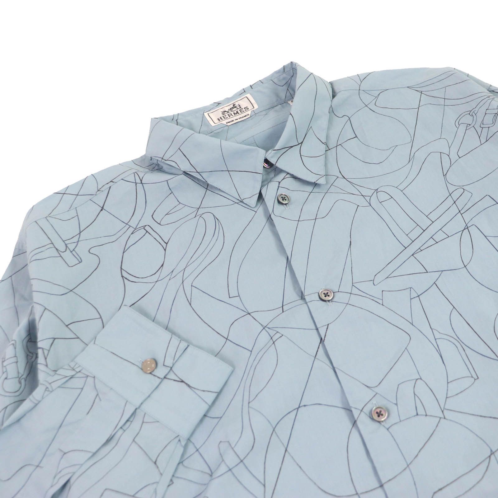 Hermes Hermes Hermes 24Stainless Steel Selles en Fragments Finesse cotton Series Cotton Shirt Cotton Dress Shirt DUTY FREE for USA Size ONE SIZE - 2 Thumbnail