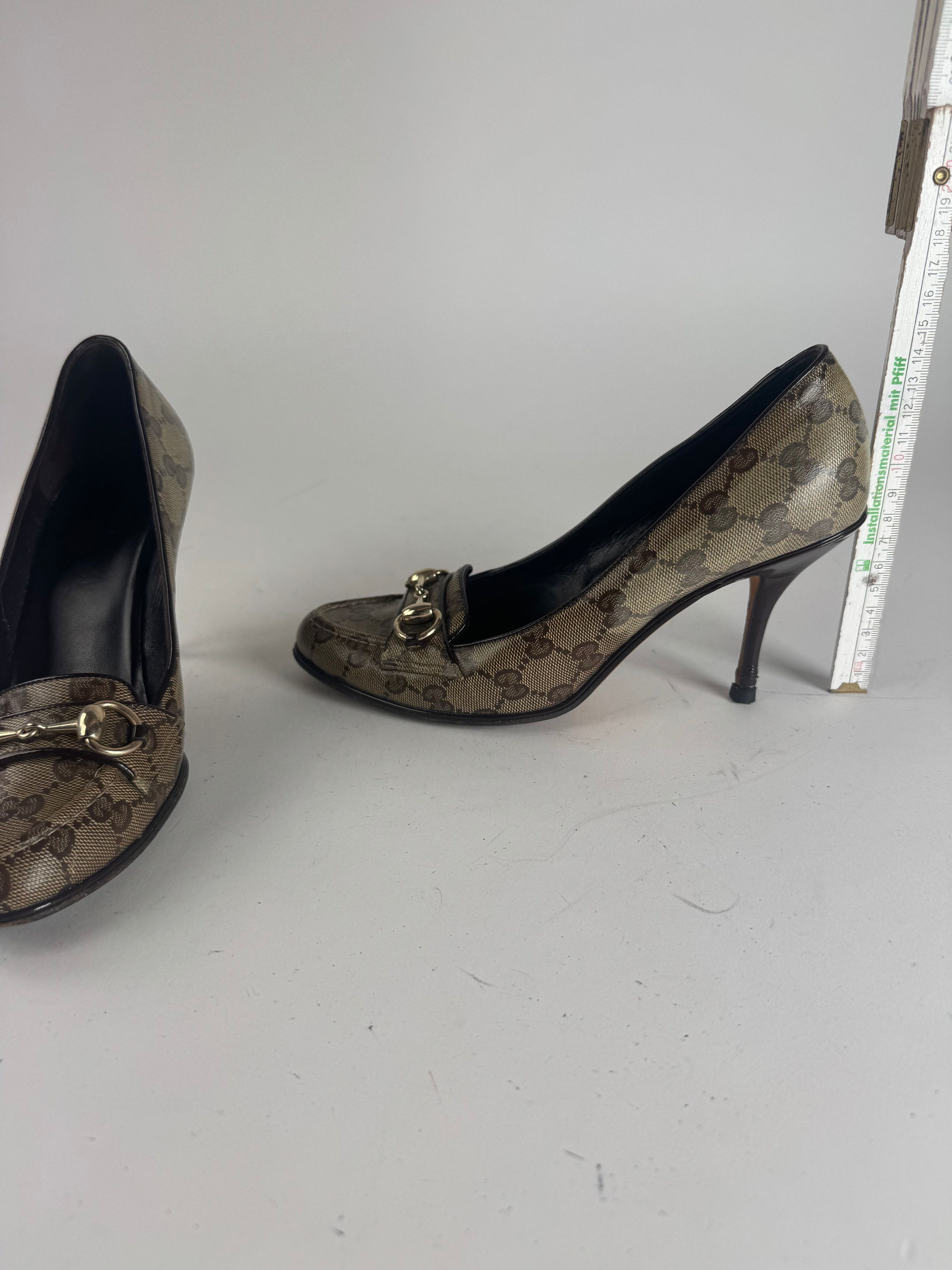 Gucci Vintage Horsebit Monogram Leather Pumps Beige Brown 37 Size US 6 / IT 36 - 14 Thumbnail