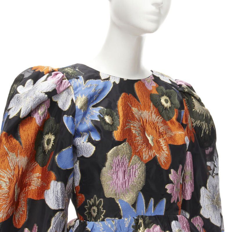Stine Goya STINE GOYA orange blue floral jacquard peplum balloon sleeves top XS Size XS / US 0-2 / IT 36-38 - 2 Thumbnail