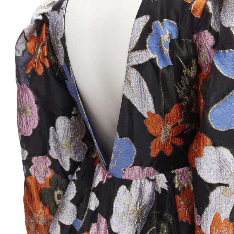 Stine Goya STINE GOYA orange blue floral jacquard peplum balloon sleeves top XS Size XS / US 0-2 / IT 36-38 - 8 Thumbnail