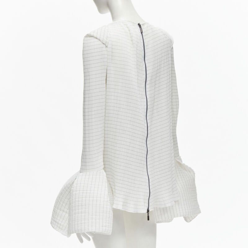 Maticevski MATICEVSKI 2021 Curve white pleated wide flared lettuce hem top AUS8 M Size S / US 4 / IT 40 - 6 Thumbnail