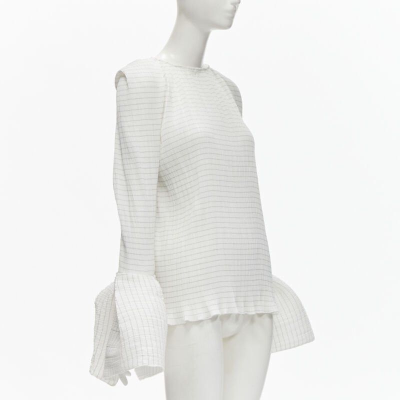 Maticevski MATICEVSKI 2021 Curve white pleated wide flared lettuce hem top AUS8 M Size S / US 4 / IT 40 - 3 Thumbnail