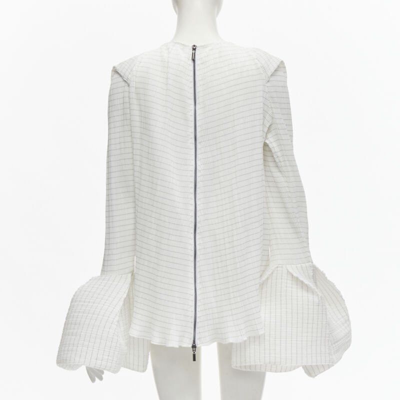 Maticevski MATICEVSKI 2021 Curve white pleated wide flared lettuce hem top AUS8 M Size S / US 4 / IT 40 - 5 Thumbnail