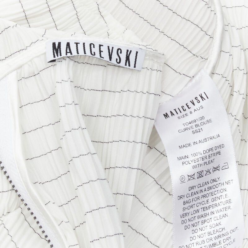Maticevski MATICEVSKI 2021 Curve white pleated wide flared lettuce hem top AUS8 M Size S / US 4 / IT 40 - 9 Thumbnail