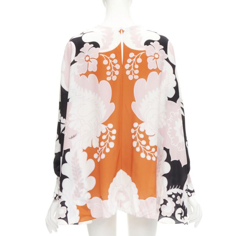 Valentino VALENTINO 100% silk orange pink black floral print blouse shirt IT36 XS Size XS / US 0-2 / IT 36-38 - 5 Thumbnail