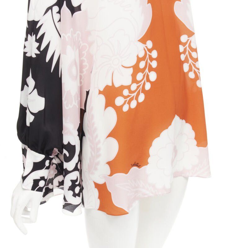 Valentino VALENTINO 100% silk orange pink black floral print blouse shirt IT36 XS Size XS / US 0-2 / IT 36-38 - 2 Thumbnail