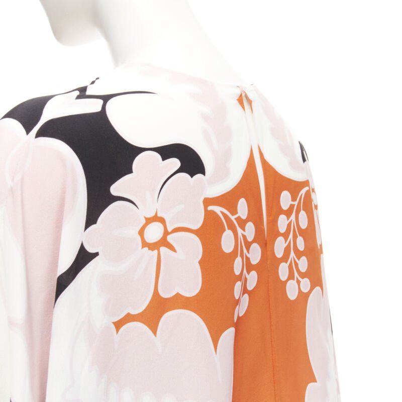 Valentino VALENTINO 100% silk orange pink black floral print blouse shirt IT36 XS Size XS / US 0-2 / IT 36-38 - 8 Thumbnail