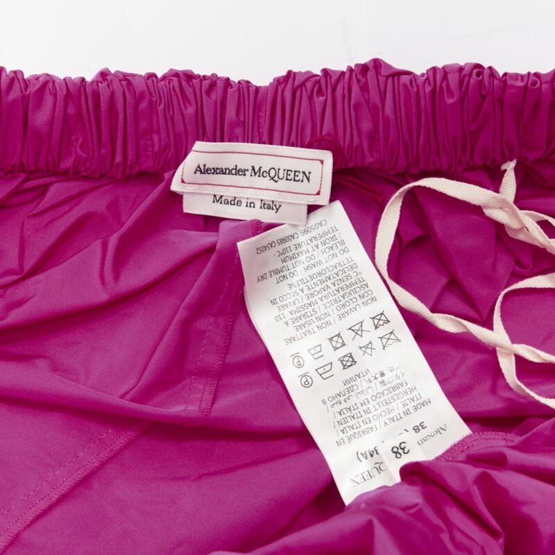 Alexander McQueen ALEXANDER MCQUEEN 2021 fuschia pink crinkled bow tie shoulder peplum top IT38 XS Size XS / US 0-2 / IT 36-38 - 9 Thumbnail