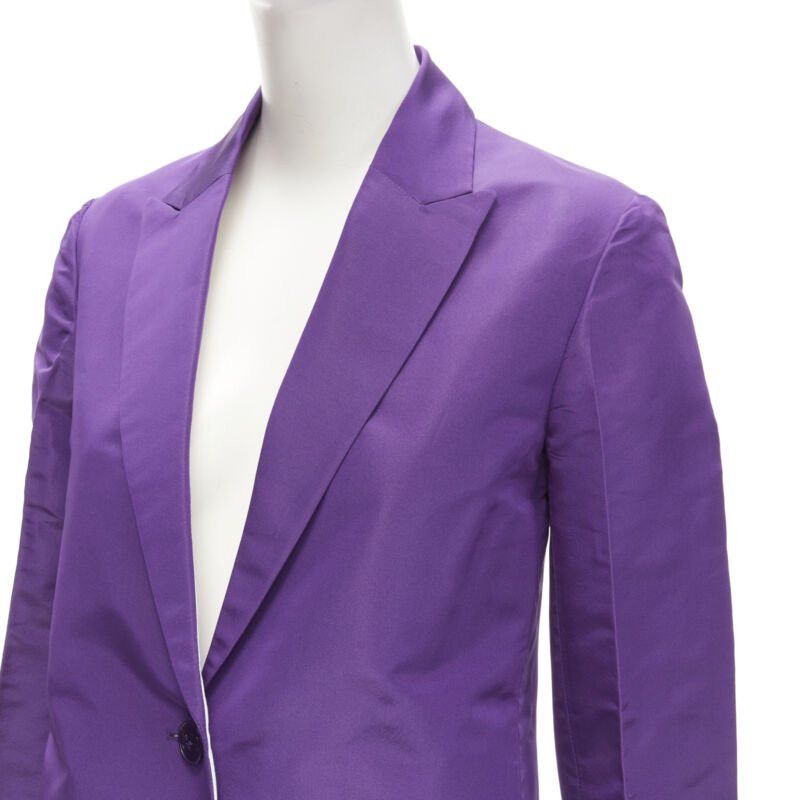 Valentino VALENTINO 2022 Runway purple 100% silk hidden waist drawstring blazer IT36 XS Size XS / US 0-2 / IT 36-38 - 2 Thumbnail
