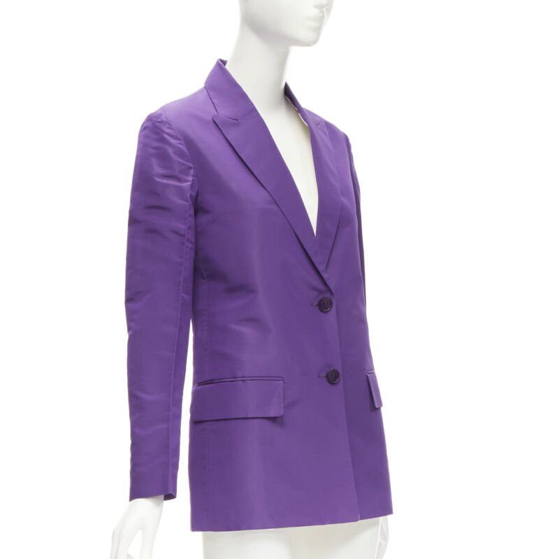 Valentino VALENTINO 2022 Runway purple 100% silk hidden waist drawstring blazer IT36 XS Size XS / US 0-2 / IT 36-38 - 4 Thumbnail