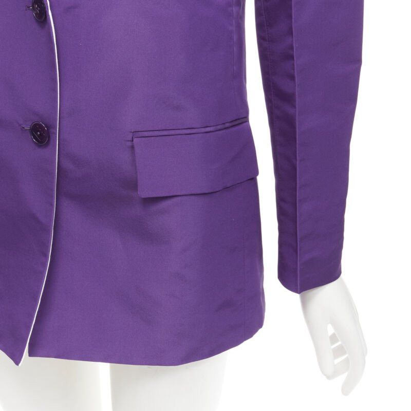 Valentino VALENTINO 2022 Runway purple 100% silk hidden waist drawstring blazer IT36 XS Size XS / US 0-2 / IT 36-38 - 8 Thumbnail