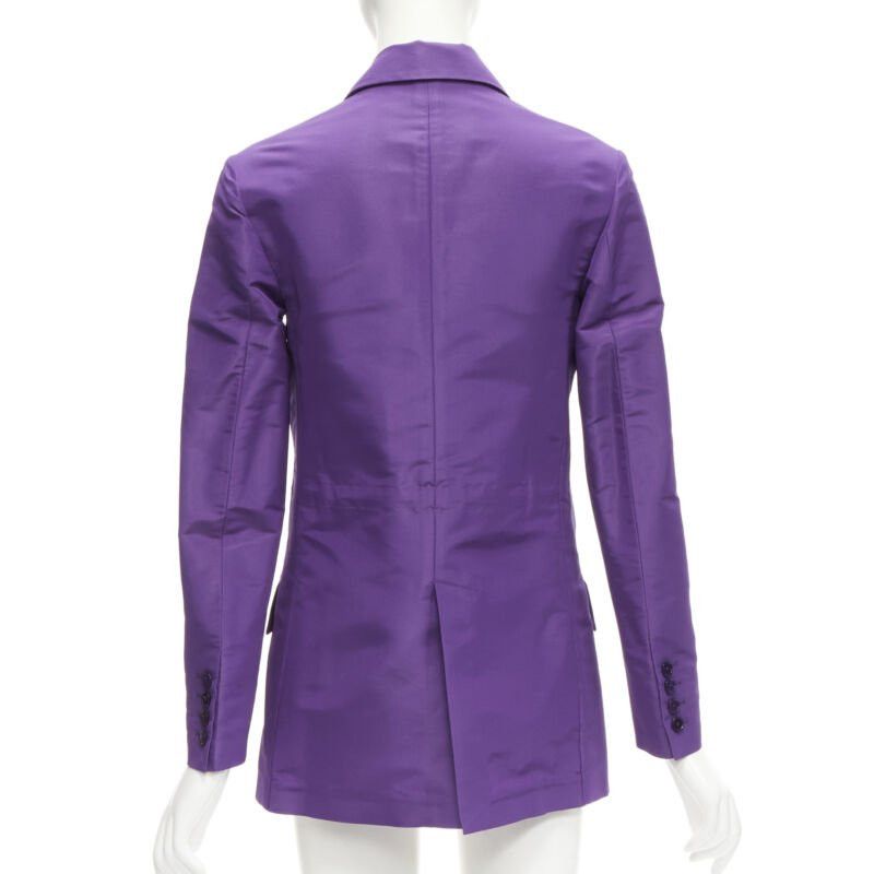 Valentino VALENTINO 2022 Runway purple 100% silk hidden waist drawstring blazer IT36 XS Size XS / US 0-2 / IT 36-38 - 6 Thumbnail
