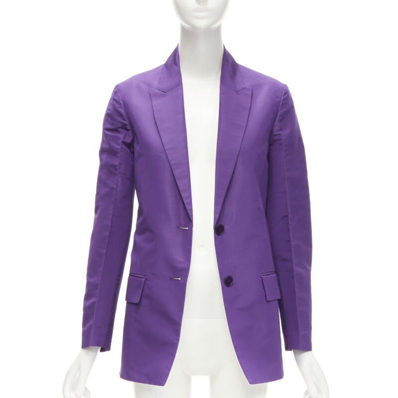 Valentino VALENTINO 2022 Runway purple 100% silk hidden waist drawstring blazer IT36 XS Size XS / US 0-2 / IT 36-38 - 3 Thumbnail