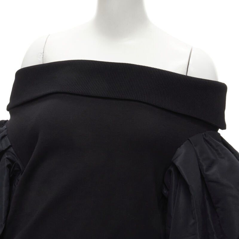 Alexander McQueen ALEXANDER MCQUEEN cotton black ultra puff sleeve off shoulder sweater IT38 XS Size XS / US 0-2 / IT 36-38 - 7 Thumbnail
