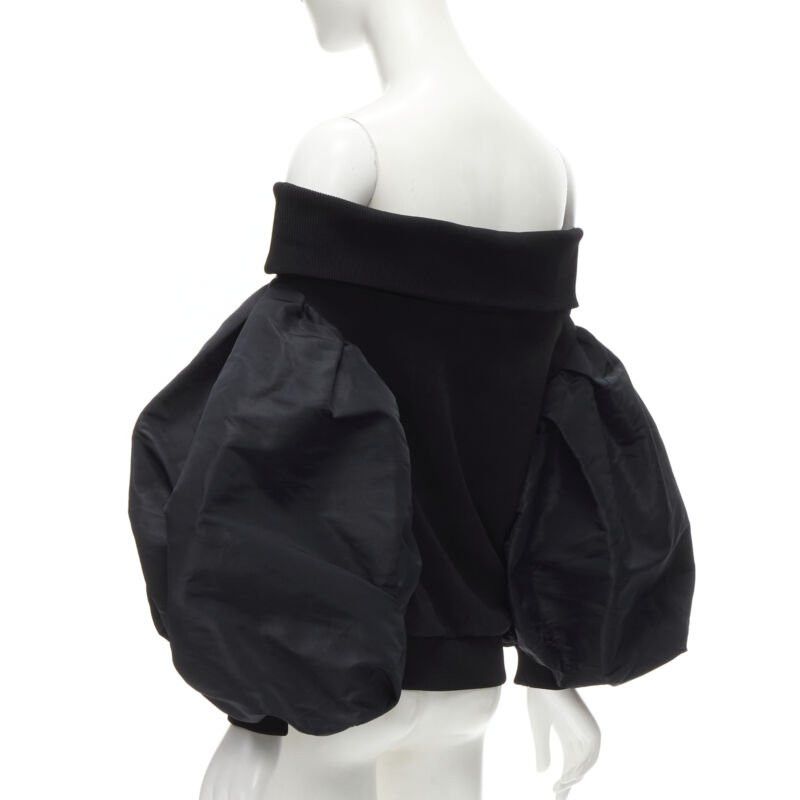 Alexander McQueen ALEXANDER MCQUEEN cotton black ultra puff sleeve off shoulder sweater IT38 XS Size XS / US 0-2 / IT 36-38 - 6 Thumbnail