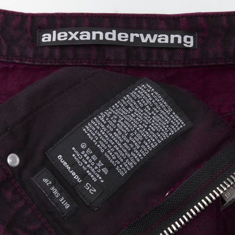 Alexander Wang ALEXANDER WANG Bite berry red black washed side zip frayed denim shorts 25" Size 27" / US 4 / IT 40 - 8 Thumbnail