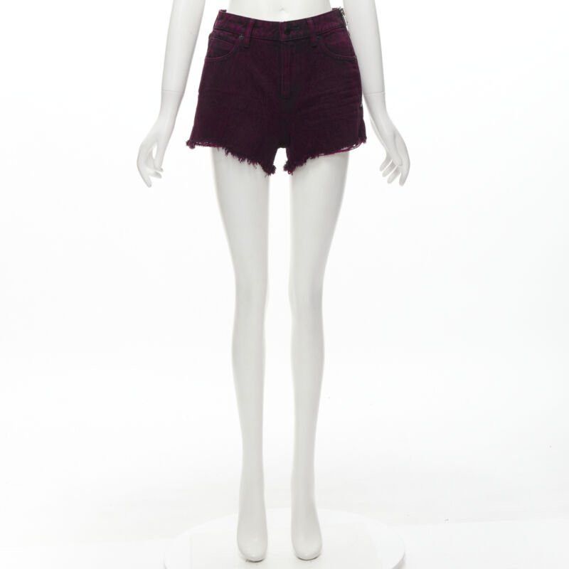 Alexander Wang ALEXANDER WANG Bite berry red black washed side zip frayed denim shorts 25" Size 27" / US 4 / IT 40 - 9 Thumbnail