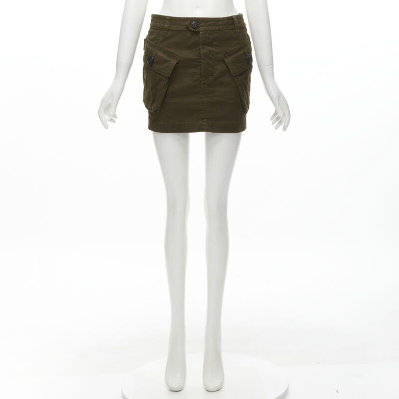 Dsquared2 DSQUARED2 2020 dark green oversized cargo pocket mini skirt IT36 XXS Size 25" / US 0 / IT 36 - 10 Thumbnail
