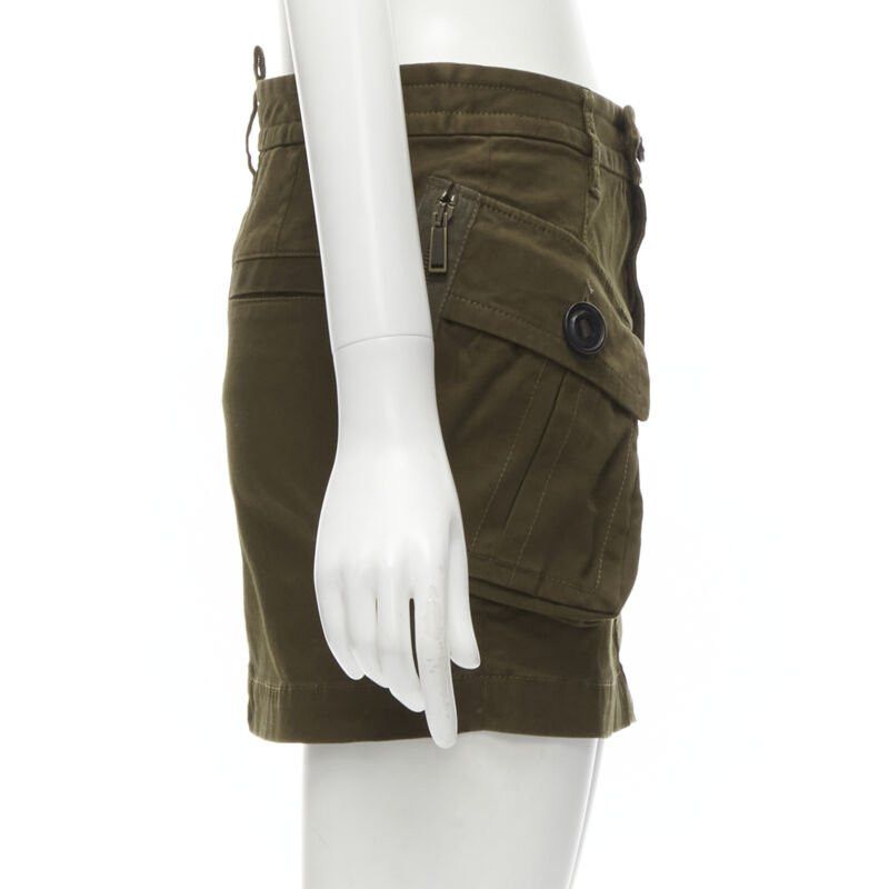 Dsquared2 DSQUARED2 2020 dark green oversized cargo pocket mini skirt IT36 XXS Size 25" / US 0 / IT 36 - 4 Thumbnail