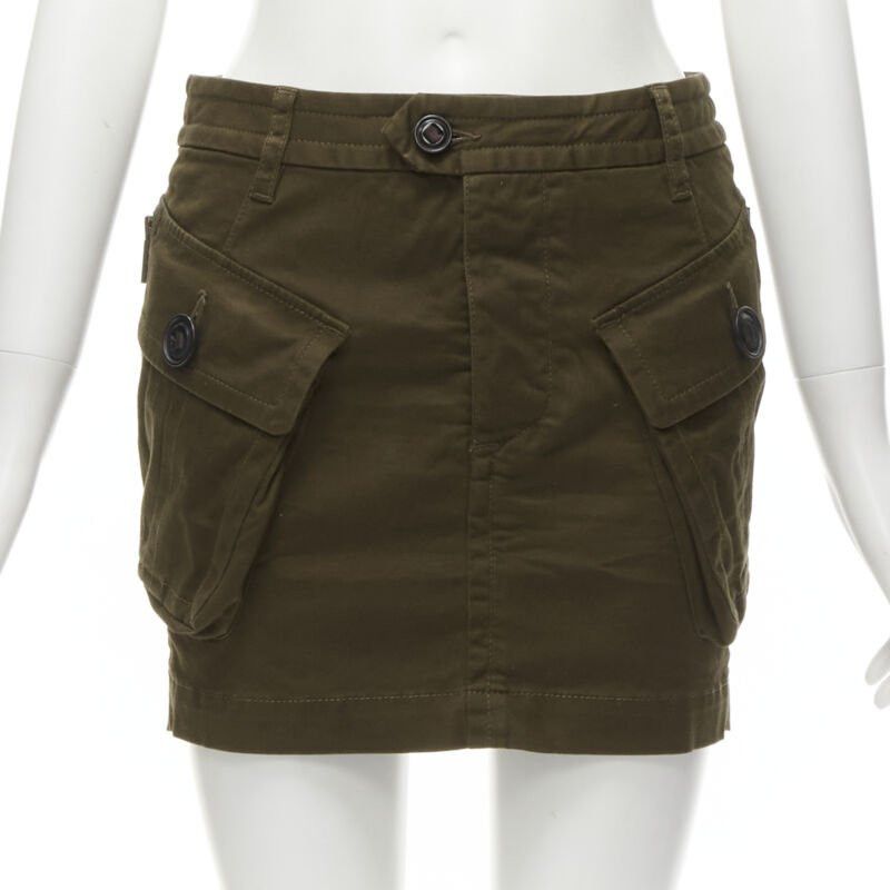 Dsquared2 DSQUARED2 2020 dark green oversized cargo pocket mini skirt IT36 XXS Size 25" / US 0 / IT 36 - 3 Thumbnail