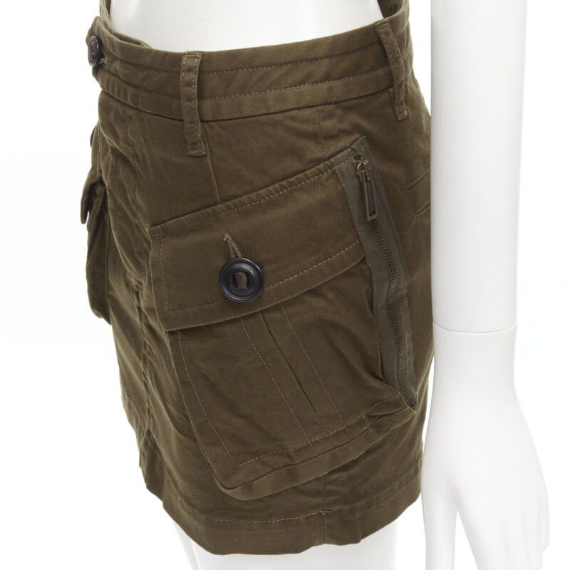 Dsquared2 DSQUARED2 2020 dark green oversized cargo pocket mini skirt IT36 XXS Size 25" / US 0 / IT 36 - 2 Thumbnail