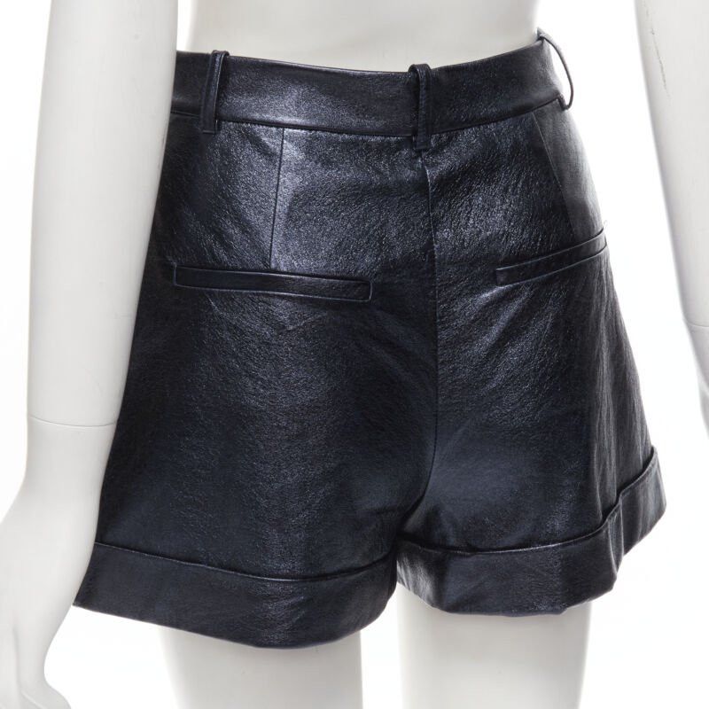 Alice + Olivia ALICE OLIVIA blue metallic faux leather cuffed high waisted shorts US0 XS Size 26" / US 2 / IT 38 - 7 Thumbnail