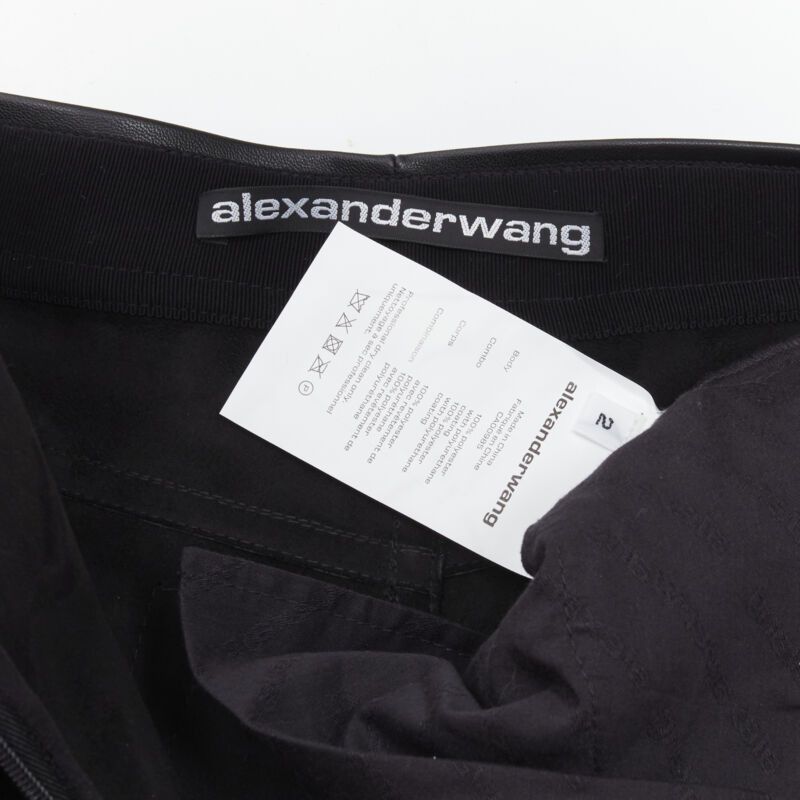 Alexander Wang ALEXANDER WANG black faux leather silver studded draped wrap tie shorts US2 XS Size 27" / US 4 / IT 40 - 9 Thumbnail