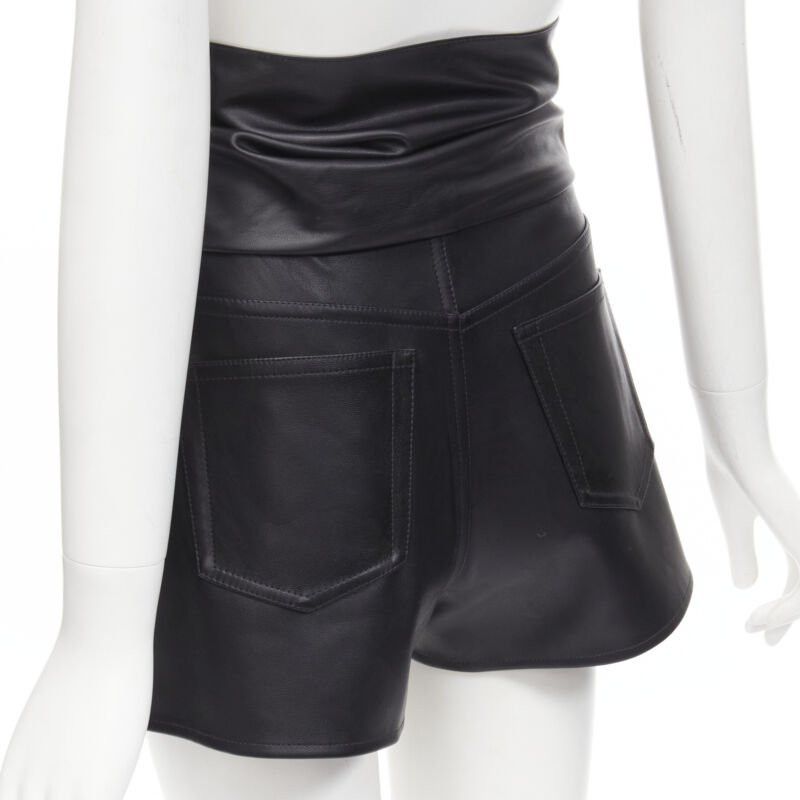 Alexander Wang ALEXANDER WANG black faux leather silver studded draped wrap tie shorts US2 XS Size 27" / US 4 / IT 40 - 8 Thumbnail