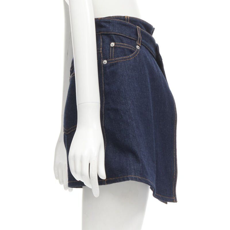 Alexander McQueen ALEXANDER MCQUEEN blue denim double waistband logo patch layered shorts 24" Size 27" / US 4 / IT 40 - 4 Thumbnail