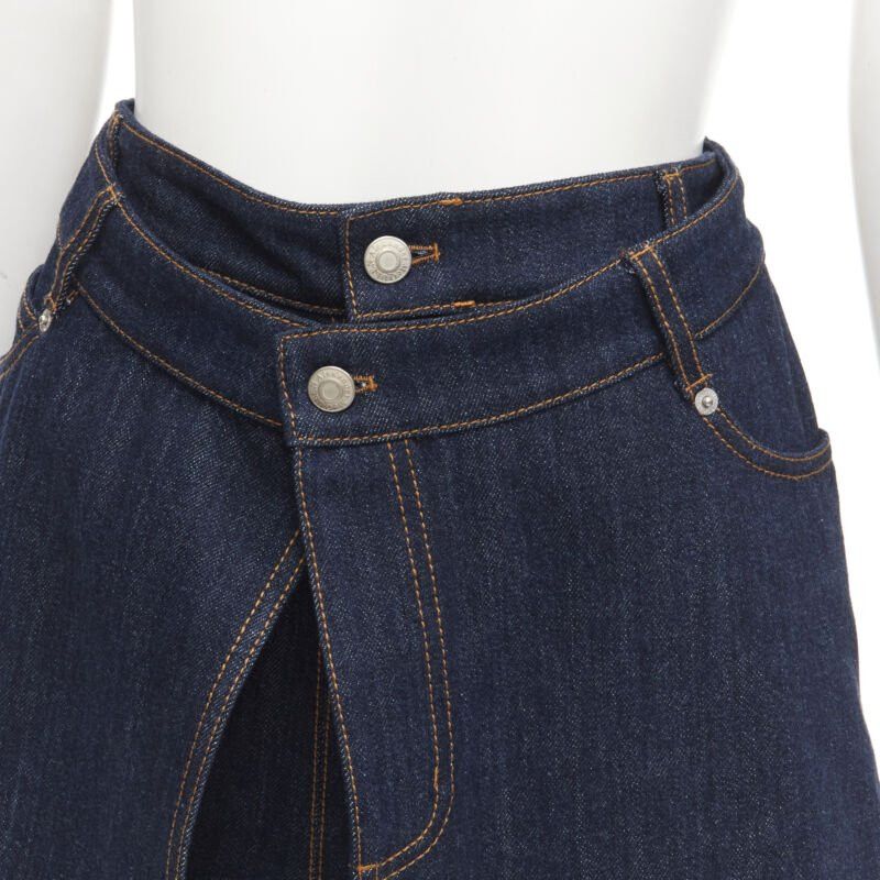 Alexander McQueen ALEXANDER MCQUEEN blue denim double waistband logo patch layered shorts 24" Size 27" / US 4 / IT 40 - 2 Thumbnail