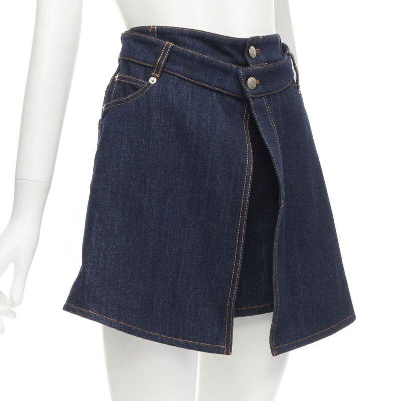Alexander McQueen ALEXANDER MCQUEEN blue denim double waistband logo patch layered shorts 24" Size 27" / US 4 / IT 40 - 3 Thumbnail