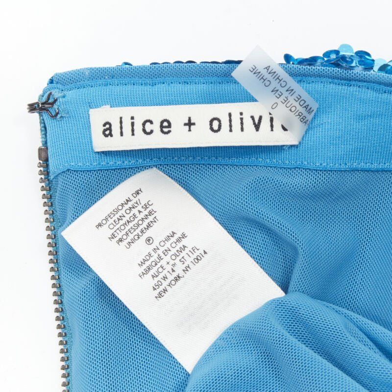 Alice + Olivia ALICE OLIVIA blue bling sequins side zip disco party pencil skirt US0 XS Size 26" / US 2 / IT 38 - 8 Thumbnail