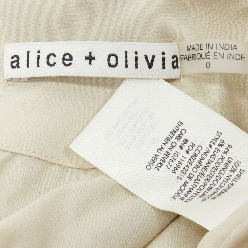 Alice + Olivia ALICE OLIVIA gold bling sequins sheer nude panel midi skirt US0 XS Size 26" / US 2 / IT 38 - 9 Thumbnail