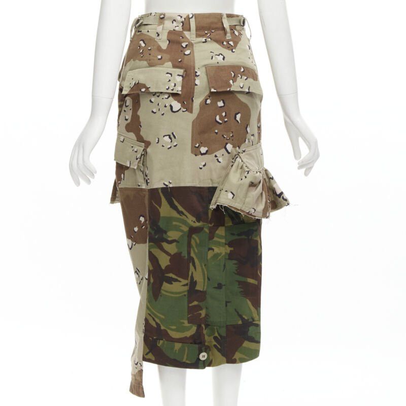 Preen by Thornton Bregrazzi PREEN mixed green khaki camo patchwork ruffled deconstructed cargo skirt XS Size 26" / US 2 / IT 38 - 6 Thumbnail