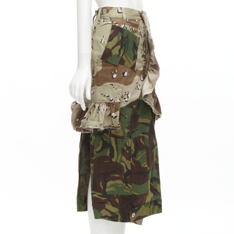Preen by Thornton Bregrazzi PREEN mixed green khaki camo patchwork ruffled deconstructed cargo skirt XS Size 26" / US 2 / IT 38 - 3 Thumbnail