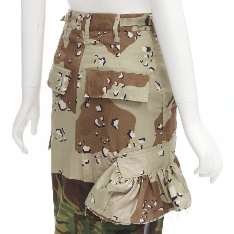 Preen by Thornton Bregrazzi PREEN mixed green khaki camo patchwork ruffled deconstructed cargo skirt XS Size 26" / US 2 / IT 38 - 8 Thumbnail
