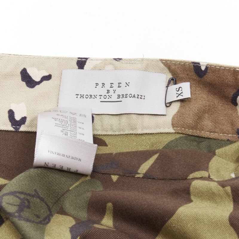 Preen by Thornton Bregrazzi PREEN mixed green khaki camo patchwork ruffled deconstructed cargo skirt XS Size 26" / US 2 / IT 38 - 10 Thumbnail