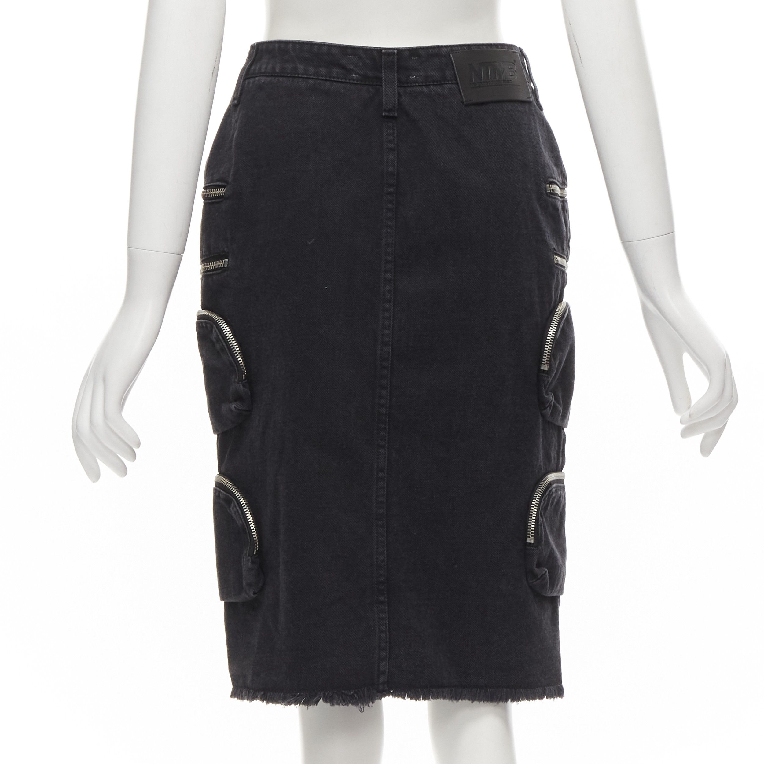 Faith Connexion rare FAITH CONNEXION NTMB black denim cotton punk chain multi pockets skirt XS Size 27" / US 4 / IT 40 - 5 Thumbnail