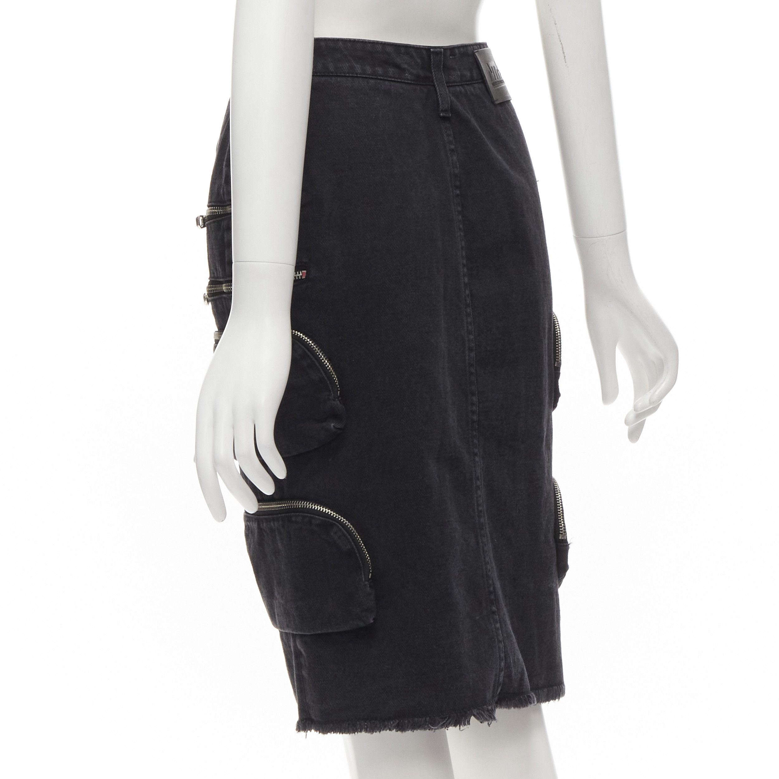 Faith Connexion rare FAITH CONNEXION NTMB black denim cotton punk chain multi pockets skirt XS Size 27" / US 4 / IT 40 - 6 Thumbnail