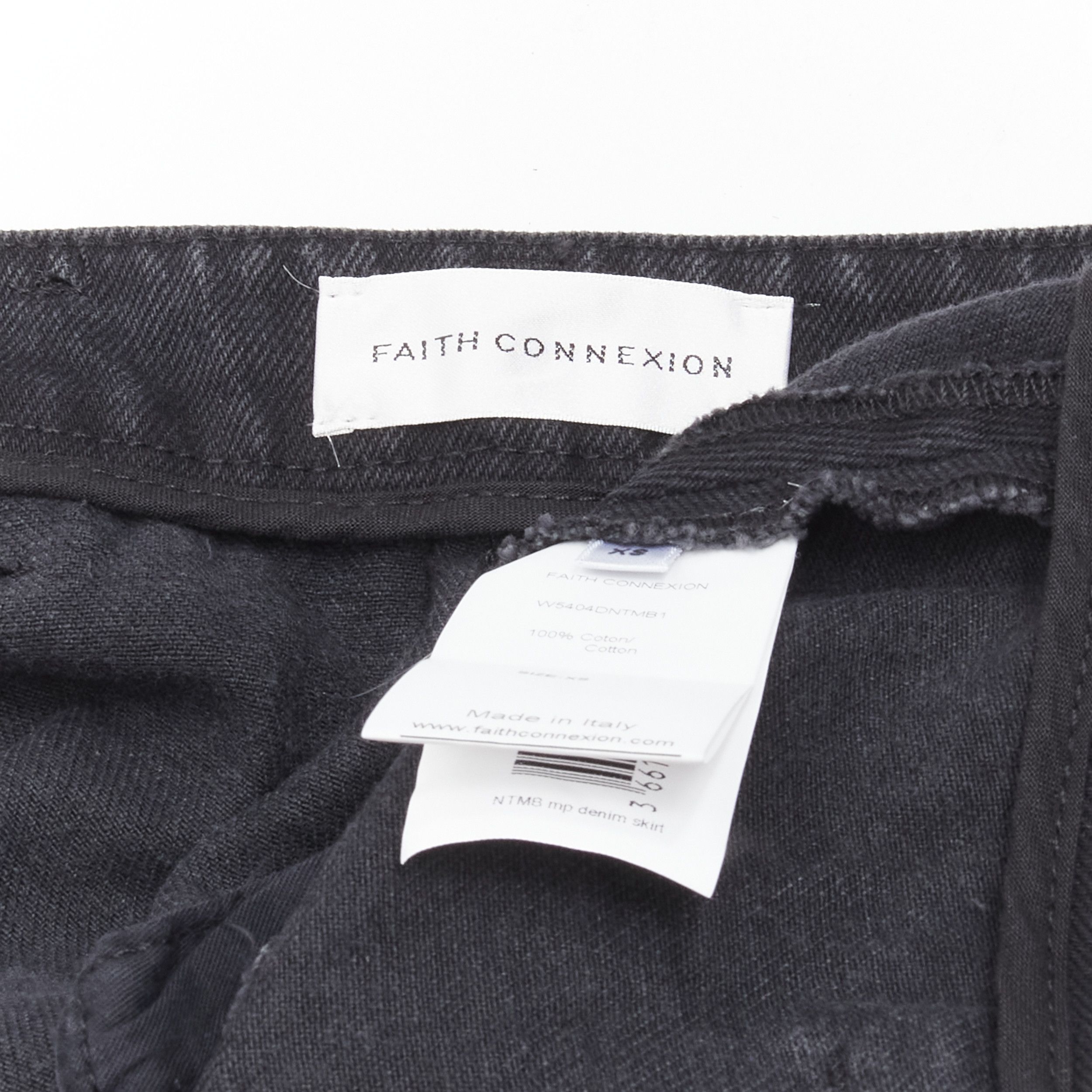 Faith Connexion rare FAITH CONNEXION NTMB black denim cotton punk chain multi pockets skirt XS Size 27" / US 4 / IT 40 - 9 Thumbnail
