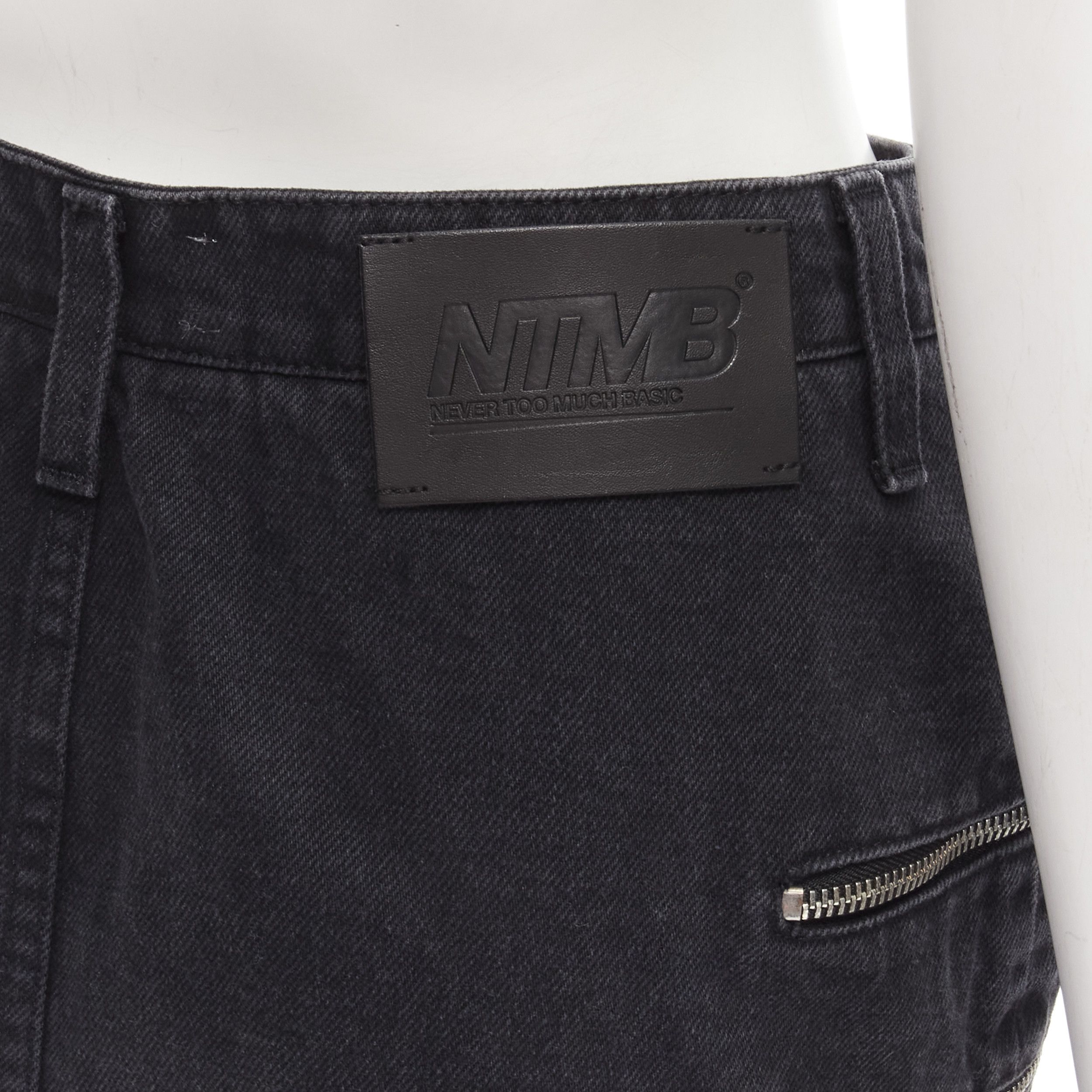 Faith Connexion rare FAITH CONNEXION NTMB black denim cotton punk chain multi pockets skirt XS Size 27" / US 4 / IT 40 - 8 Thumbnail
