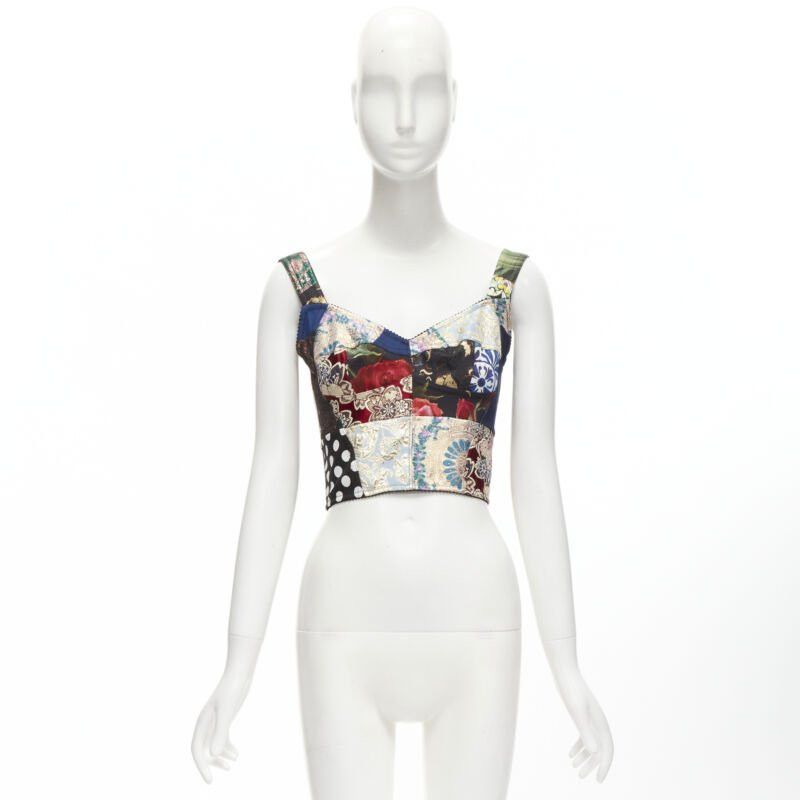 Dolce & Gabbana DOLCE GABBANA 2021 Sicilian Patchwork metallic jacquard boned bustier IT38 XS Size XS / US 0-2 / IT 36-38 - 9 Thumbnail