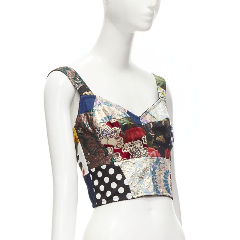 Dolce & Gabbana DOLCE GABBANA 2021 Sicilian Patchwork metallic jacquard boned bustier IT38 XS Size XS / US 0-2 / IT 36-38 - 3 Thumbnail