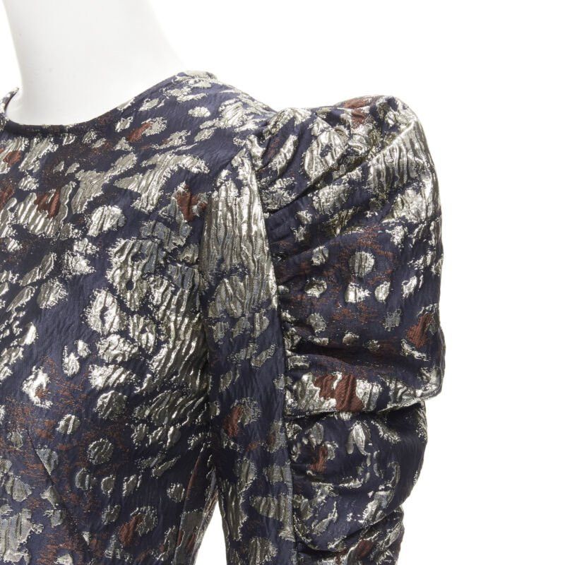 By Malene Birger MALENE BIRGER black gold jacquard puff sleeve evening blouse top FR34 XS Size XS / US 0-2 / IT 36-38 - 2 Thumbnail