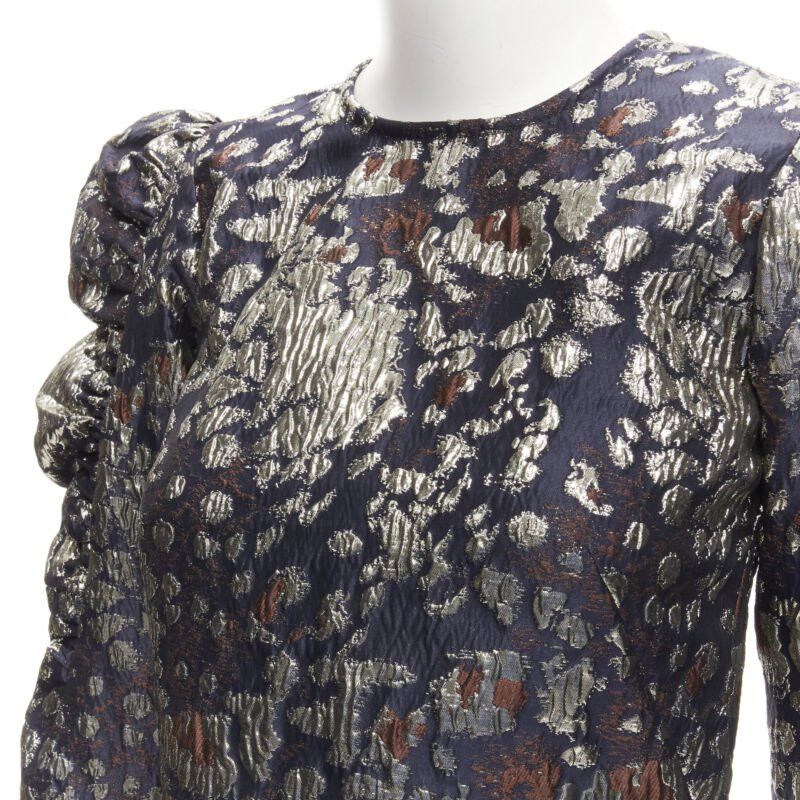 By Malene Birger MALENE BIRGER black gold jacquard puff sleeve evening blouse top FR34 XS Size XS / US 0-2 / IT 36-38 - 7 Thumbnail