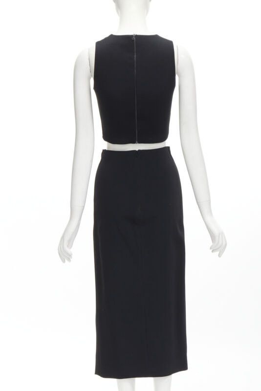 Other DAVID KOMA silver sequins midriff crop top asymmetric high slit skirt set UK6 XS Size XS / US 0-2 / IT 36-38 - 5 Thumbnail