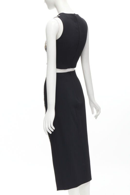 Other DAVID KOMA silver sequins midriff crop top asymmetric high slit skirt set UK6 XS Size XS / US 0-2 / IT 36-38 - 6 Thumbnail