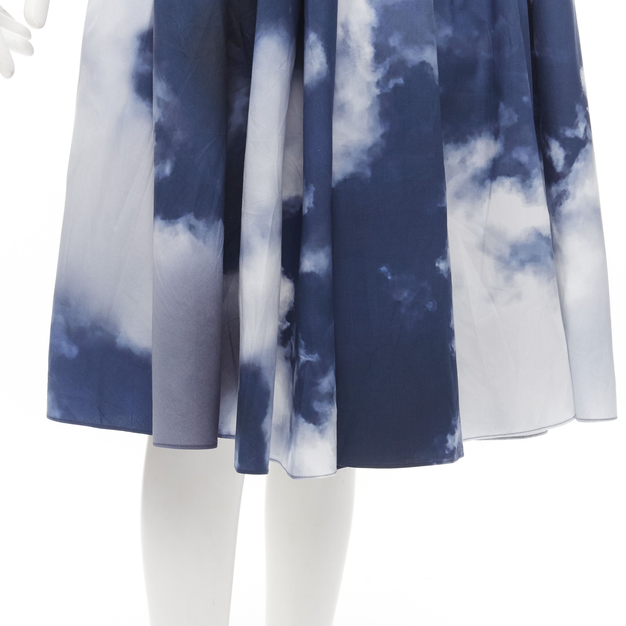 Alexander McQueen ALEXANDER MCQUEEN 2022 Sky cloud blue white A-line flared skirt IT38 XS Size 26" / US 2 / IT 38 - 7 Thumbnail